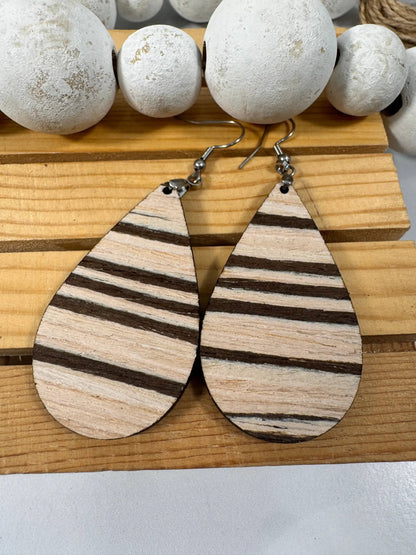 Truly Olive Natural Exotic Brazilian Oak Cafe Collection Wood Earrings - Earrings Hoop Earrings