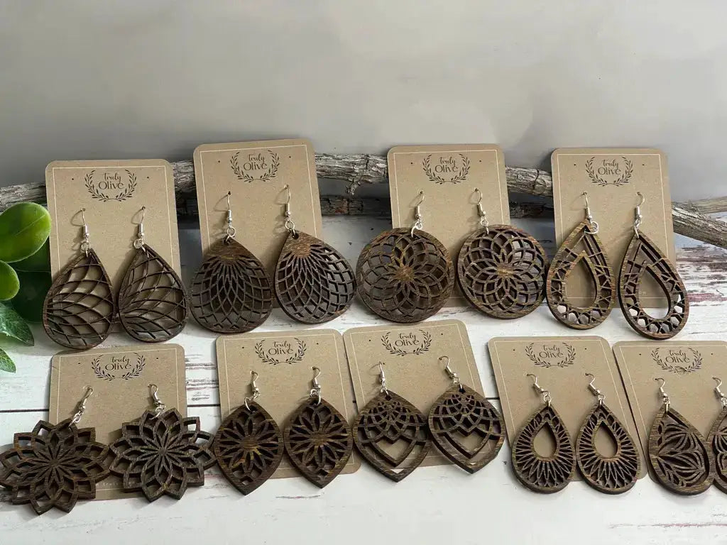 Truly Olive Wood Dangle Earrings - Earrings Dangle Earrings