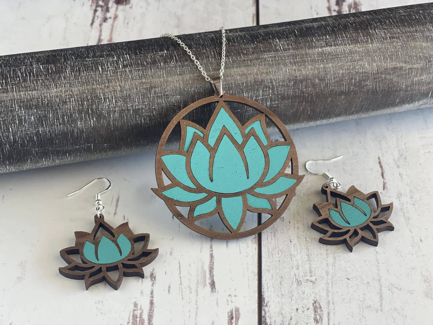 Truly Olive Exquisite Lotus Flower Necklace and Earrings Set - Jewelry Sets Jewelry Set