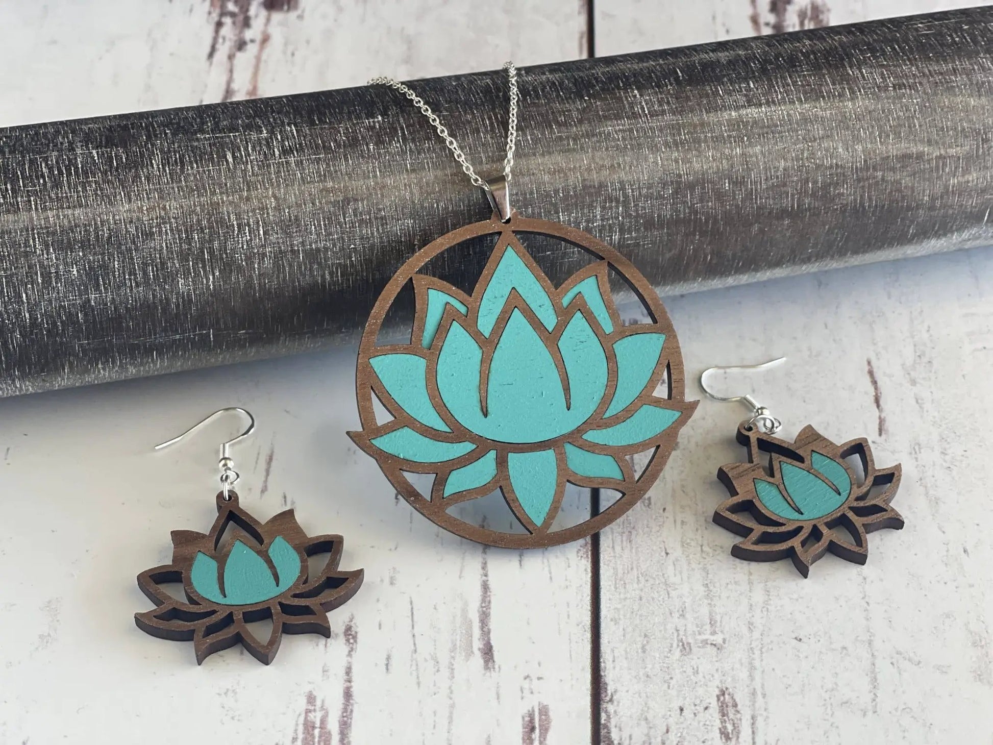 Truly Olive Exquisite Lotus Flower Necklace and Earrings Set - Jewelry Sets Jewelry Set