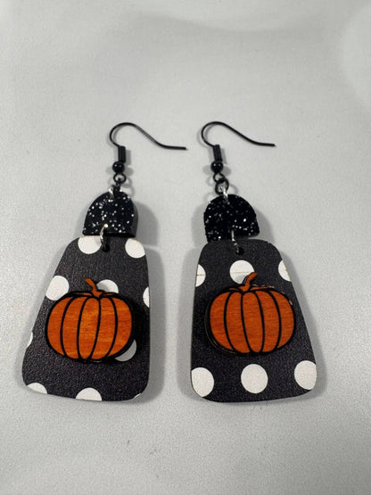 Truly Olive Fall Pumpkin Bookshelves - Earrings Dangle Earrings