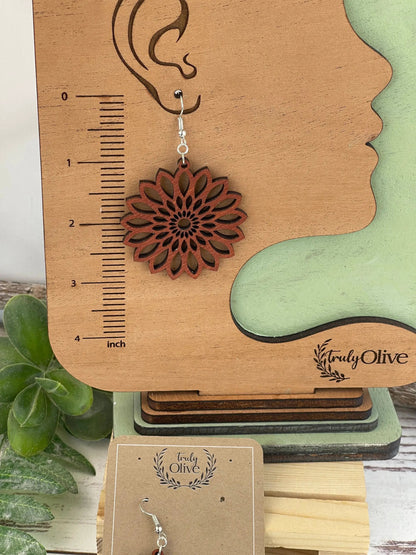 Truly Olive Bohemian Wood Earrings - Earrings Dangle Earrings