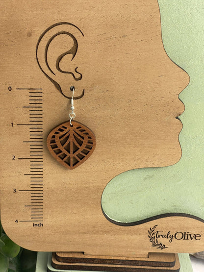 Truly Olive Small Lightweight Wood Geometric Earrings - Wear All Day - Earrings Dangle Earrings