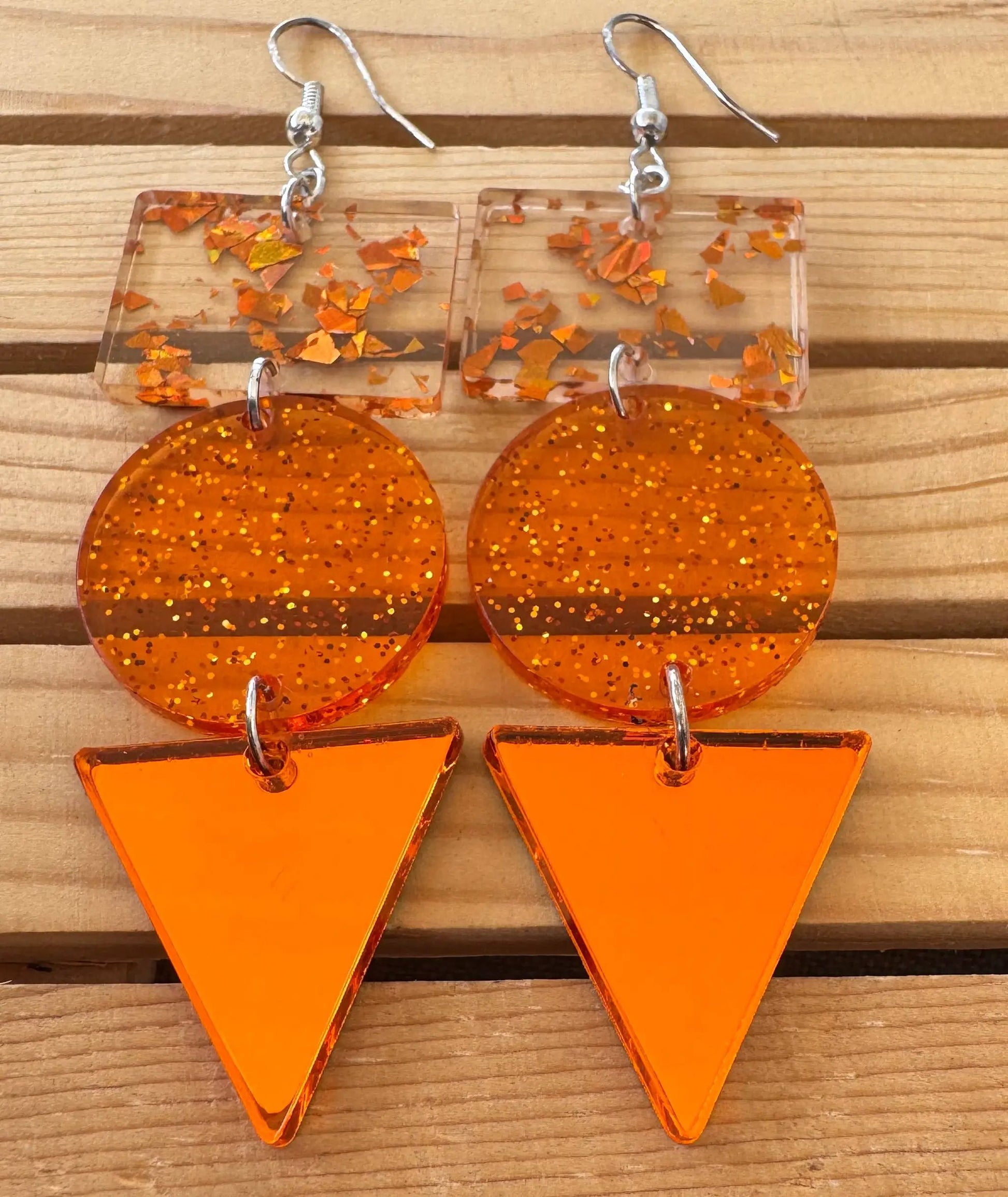 Truly Olive Orange Sparkle Dangle Earrings - Earrings Dangle Earrings