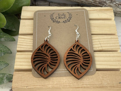 Truly Olive Stylish Geometric Wood Earrings - Earrings Dangle Earrings