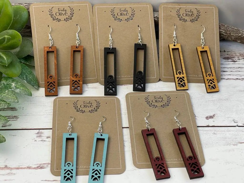 Truly Olive Lightweight Ornate Wood Mandala Earrings - Earrings Dangle Earrings