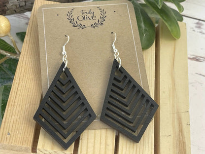 Truly Olive Triangle Wood Earrings Exquisite Unique Accessories - Earrings Dangle Earrings