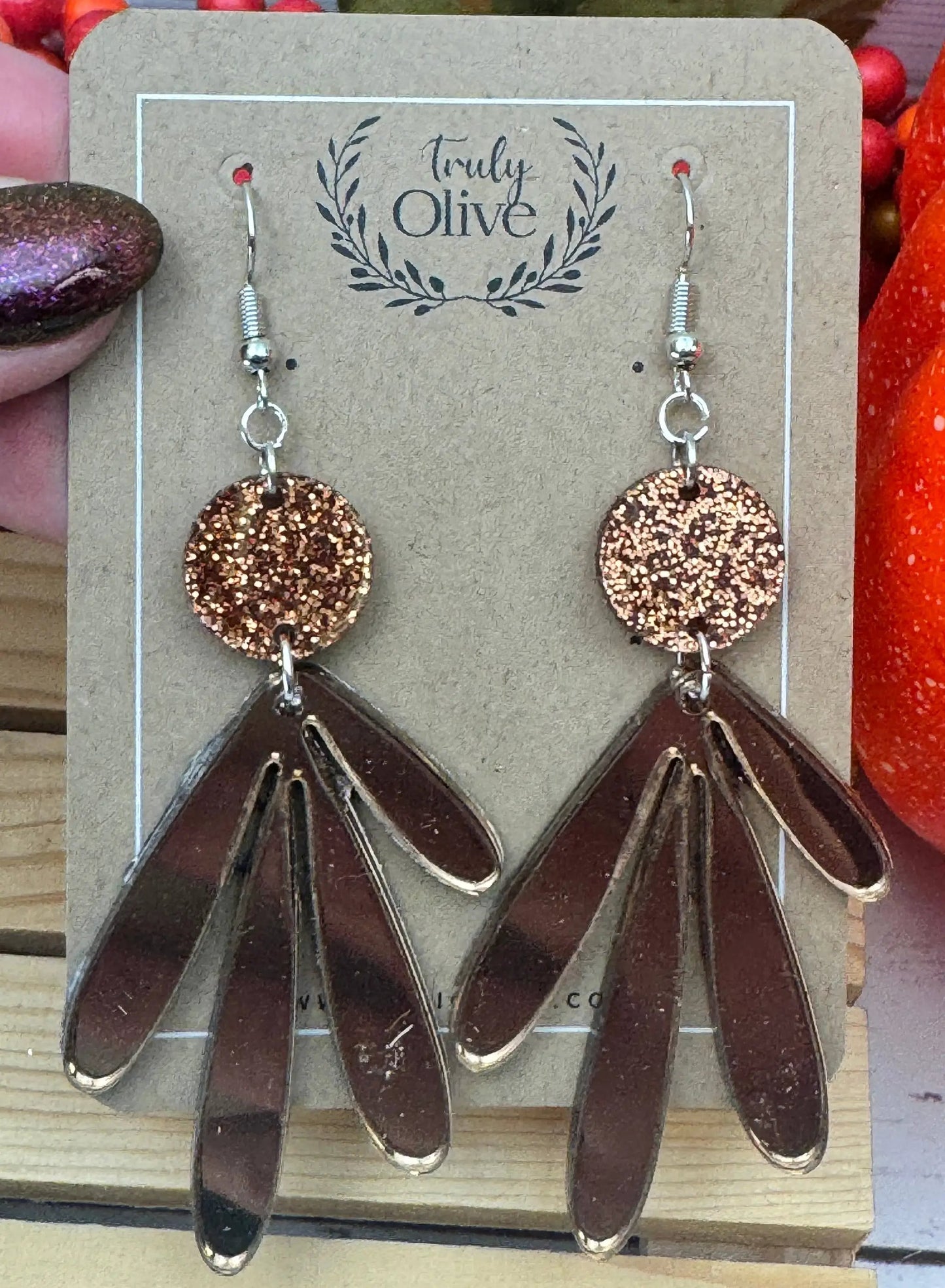 Truly Olive Fall Leaf Post Earrings - Earrings Dangle Earrings