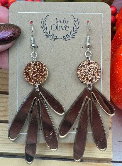 Truly Olive Fall Leaf Post Earrings - Earrings Dangle Earrings