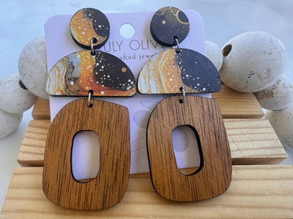 Truly Olive Elegant Moon and Stars Dangle Earrings - Earrings Dangle Earrings