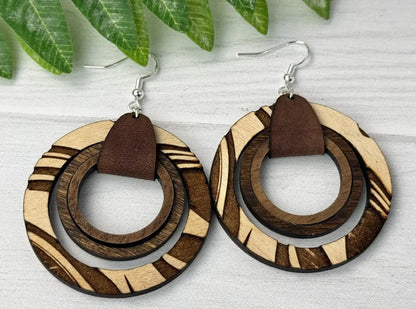 Truly Olive Wood Nested Hoop Earrings - Earrings Dangle Earrings