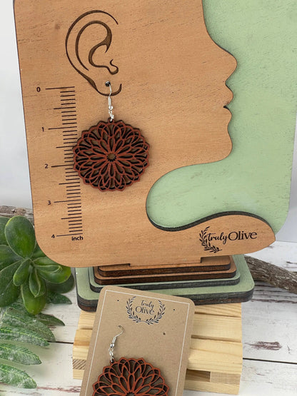 Truly Olive Wooden Oval Lightweight Earrings - Earrings Dangle Earrings