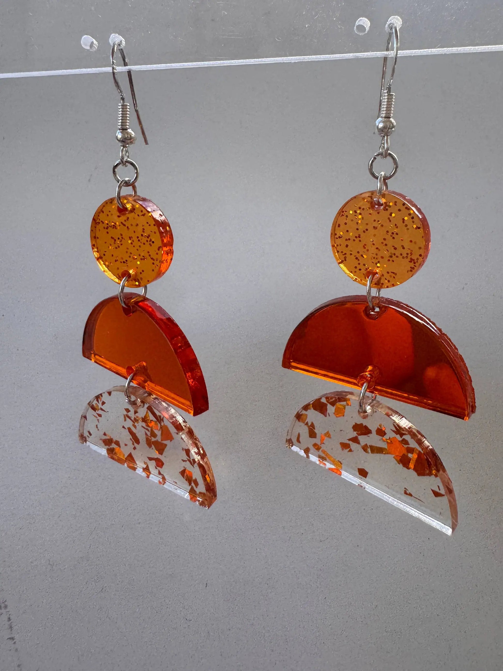 Truly Olive Orange Confetti Sparkle Dangle Earrings - Earrings Dangle Earrings