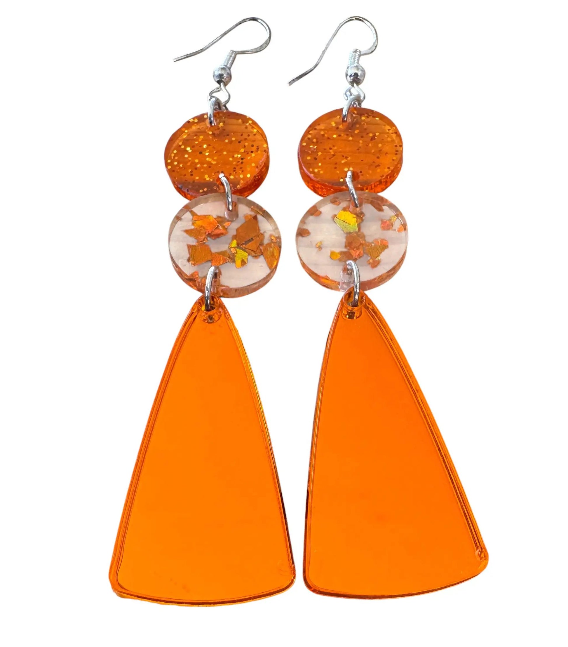 Truly Olive Orange Acrylic Confetti Drop Earrings - Earrings Dangle Earrings