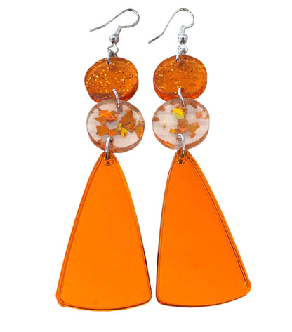 Truly Olive Orange Acrylic Confetti Drop Earrings - Earrings Dangle Earrings