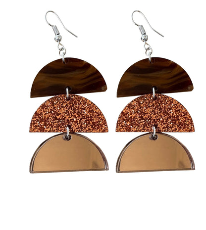 Truly Olive Gorgeous Brown and Rose Gold Dangle Earrings - Earrings Dangle Earrings