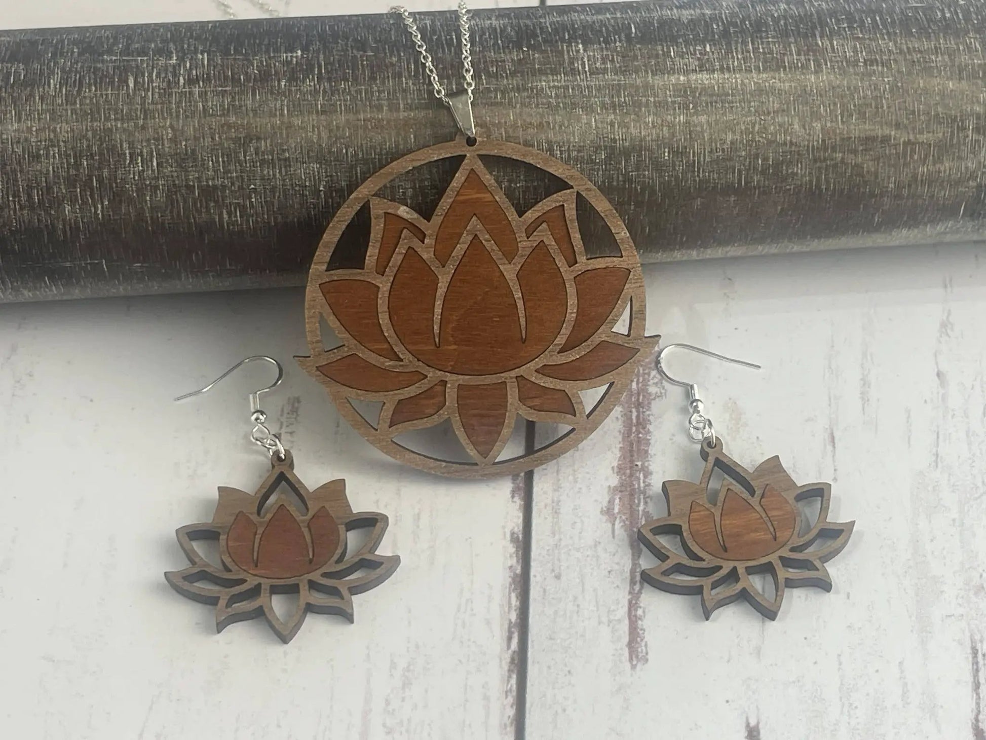 Truly Olive Exquisite Lotus Flower Necklace and Earrings Set - Jewelry Sets Jewelry Set