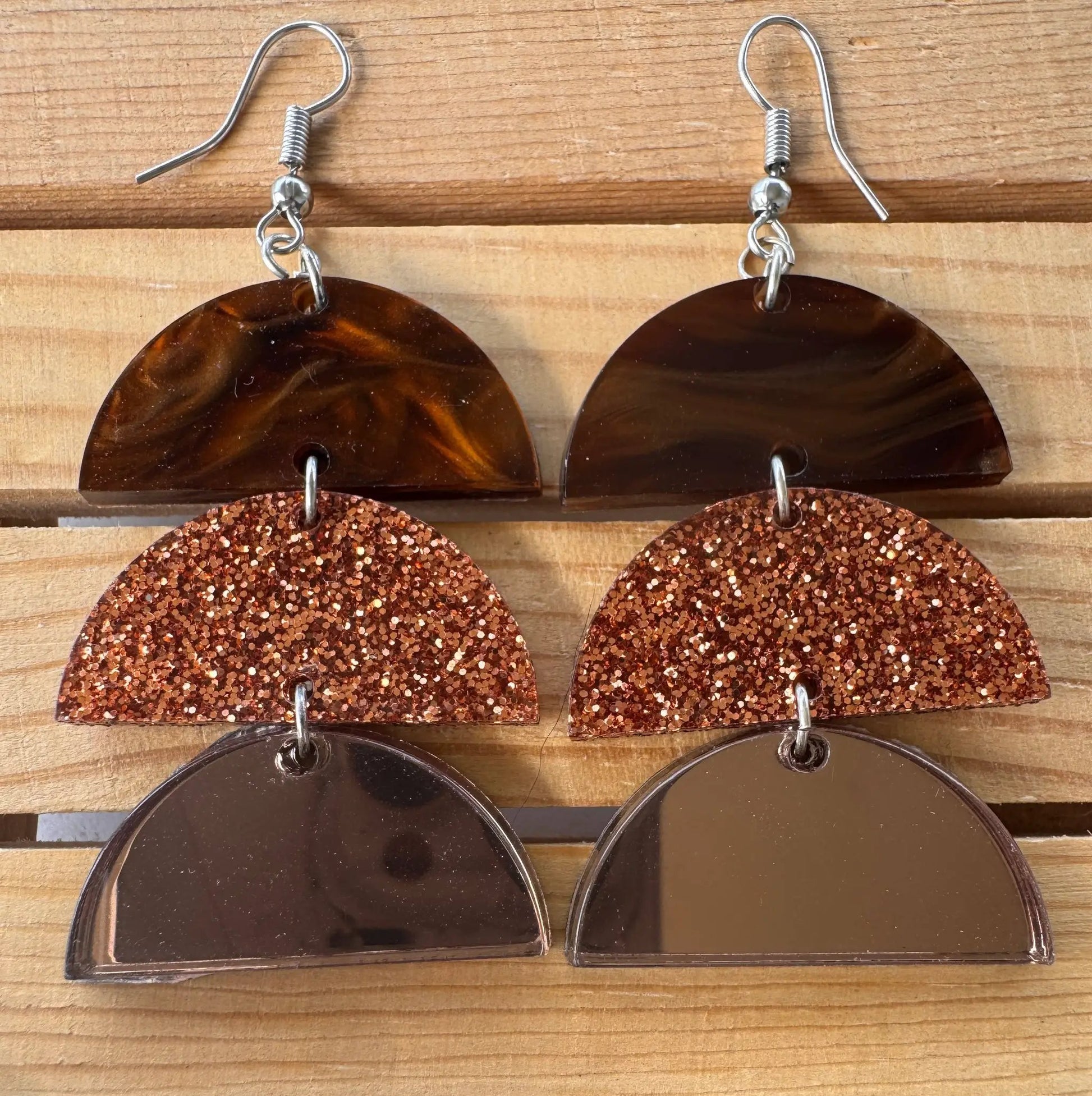 Truly Olive Gorgeous Brown and Rose Gold Dangle Earrings - Earrings Dangle Earrings
