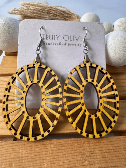 Truly Olive Lightweight Wooden Earrings All Day Wear - Earrings Dangle Earrings