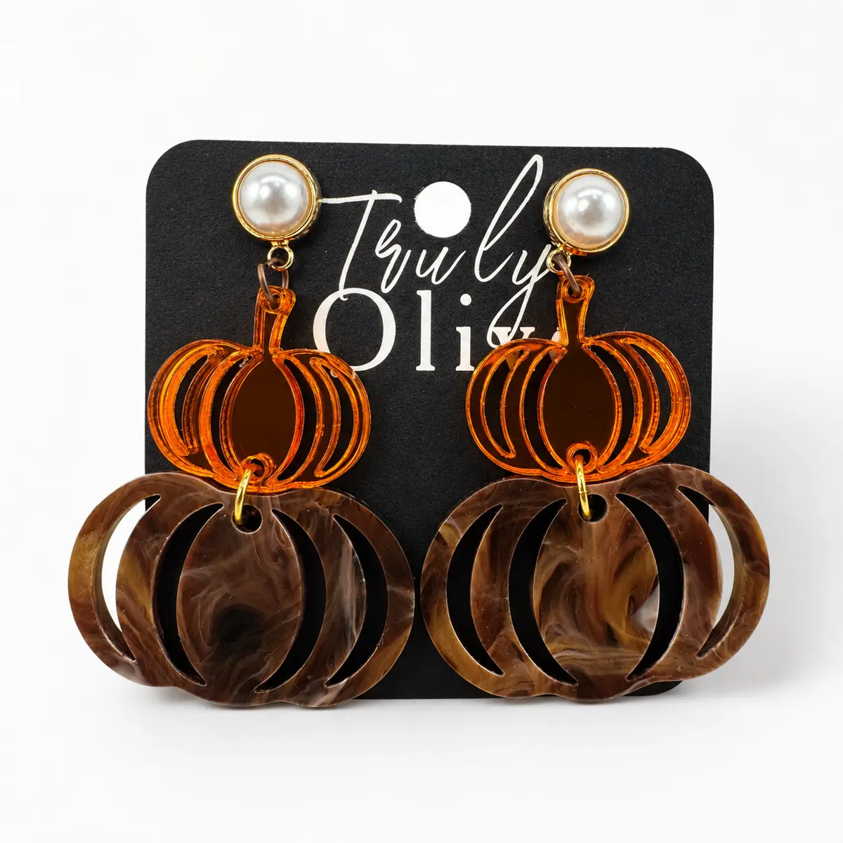 Trulyolive Tortoise Shell Pumpkin Fall Dangle Earrings - Earrings Stud/Post Earrings