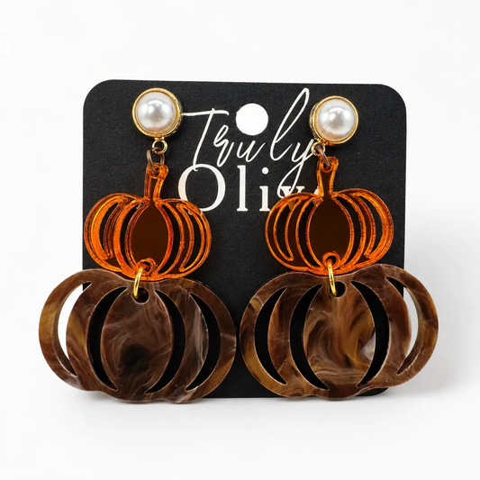 Trulyolive Tortoise Shell Pumpkin Fall Dangle Earrings - Earrings Stud/Post Earrings