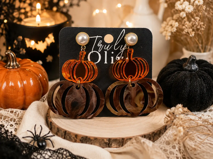 Trulyolive Tortoise Shell Pumpkin Fall Dangle Earrings - Earrings Stud/Post Earrings