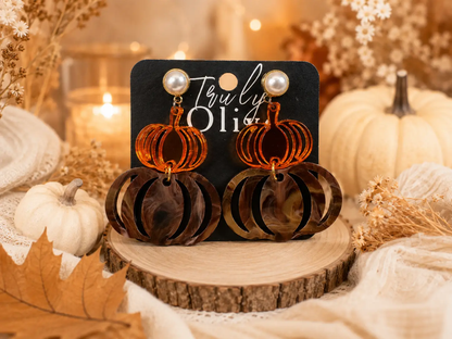 Trulyolive Tortoise Shell Pumpkin Fall Dangle Earrings - Earrings Stud/Post Earrings
