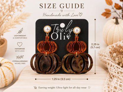 Trulyolive Tortoise Shell Pumpkin Fall Dangle Earrings - Earrings Stud/Post Earrings