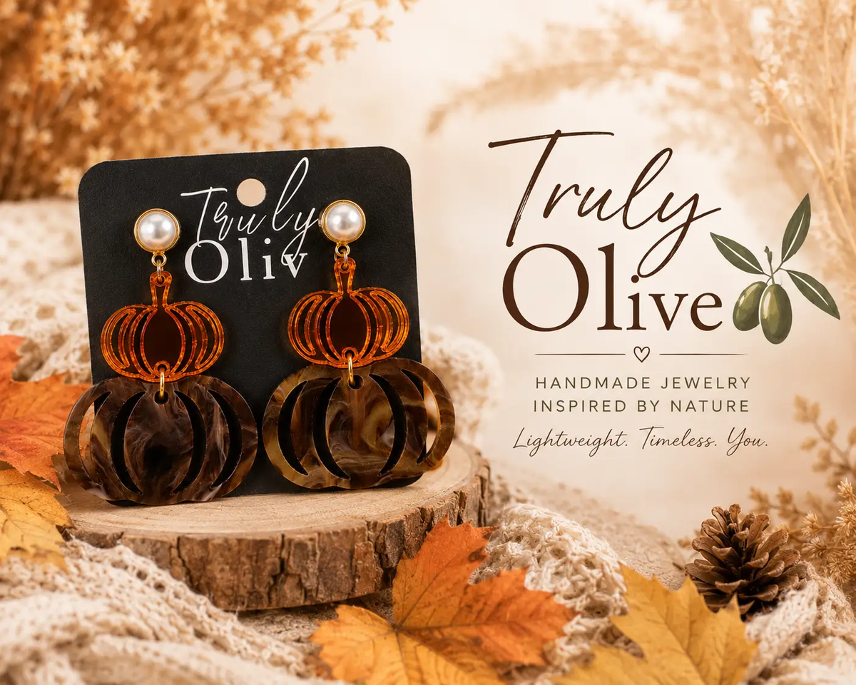 Trulyolive Tortoise Shell Pumpkin Fall Dangle Earrings - Earrings Stud/Post Earrings