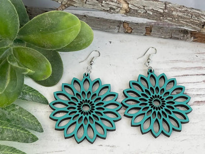 Truly Olive Bohemian Wood Earrings - Earrings Dangle Earrings