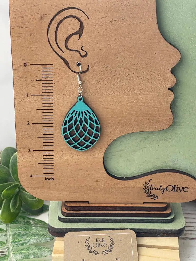 Truly Olive Wood Mandala Earrings Lightweight and Super Comfortable - Earrings Dangle Earrings