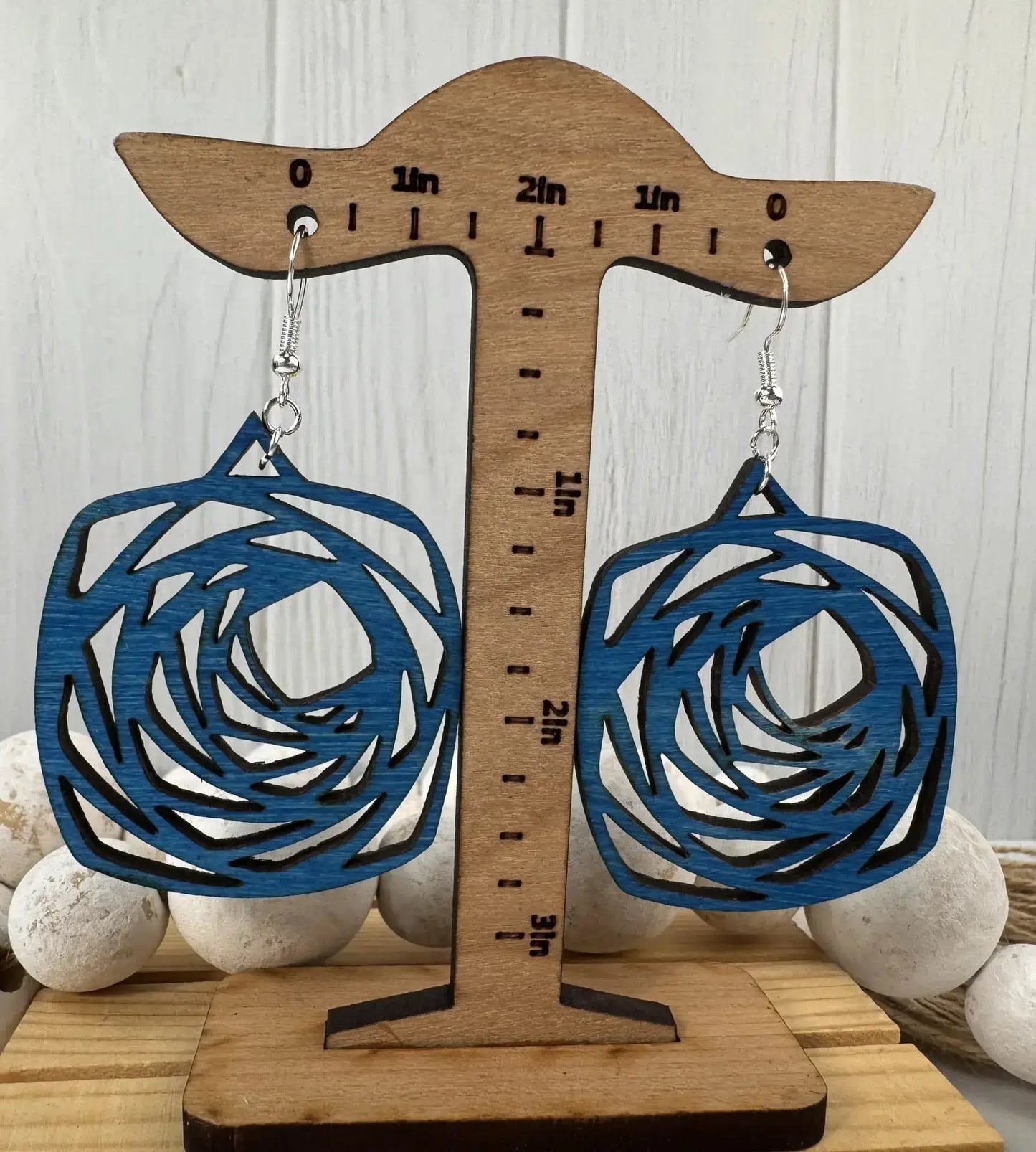 Truly Olive Wood Boho Mandala Earrings - Earrings Dangle Earrings
