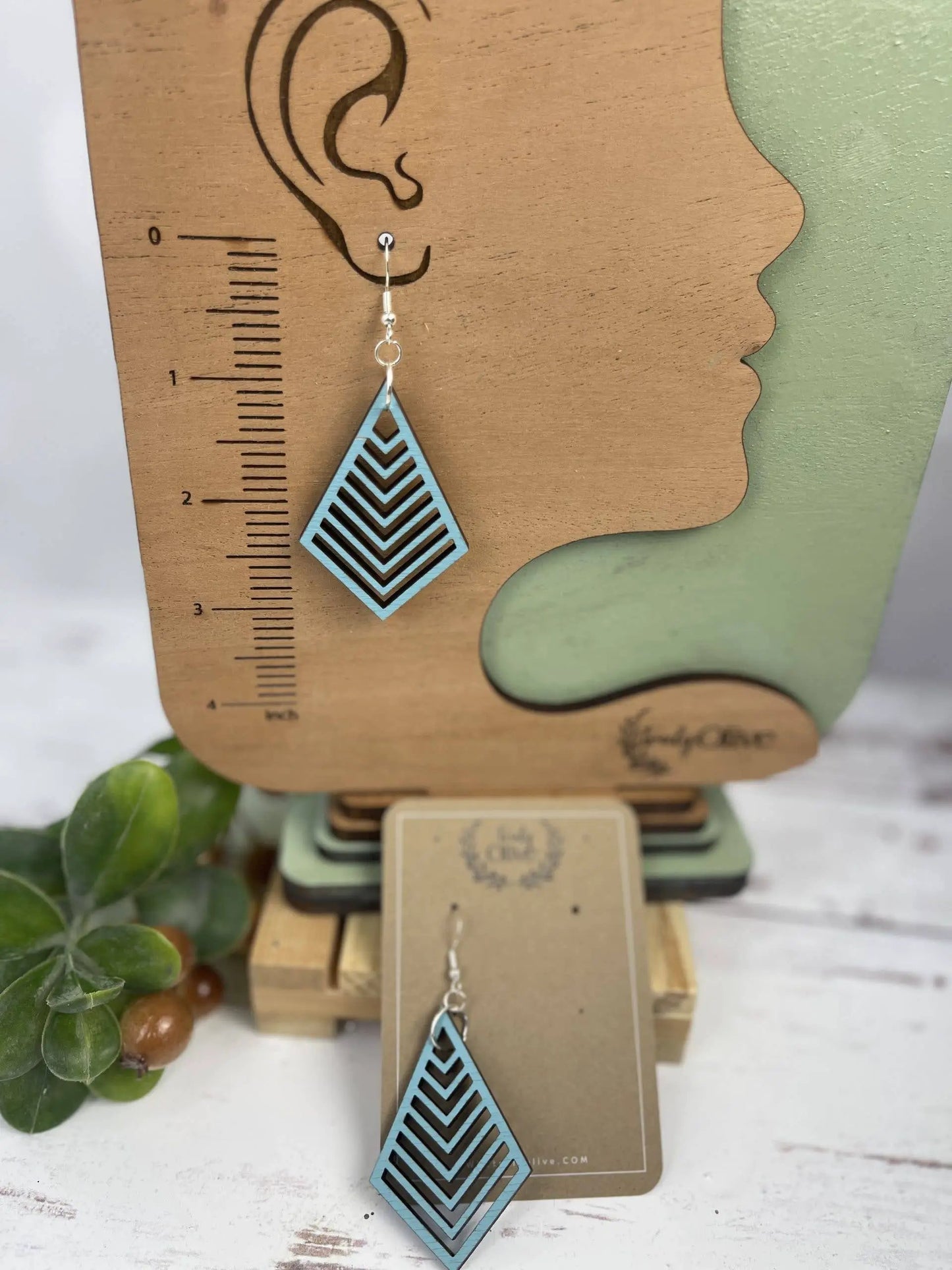 Truly Olive Triangle Wood Earrings Exquisite Unique Accessories - Earrings Dangle Earrings