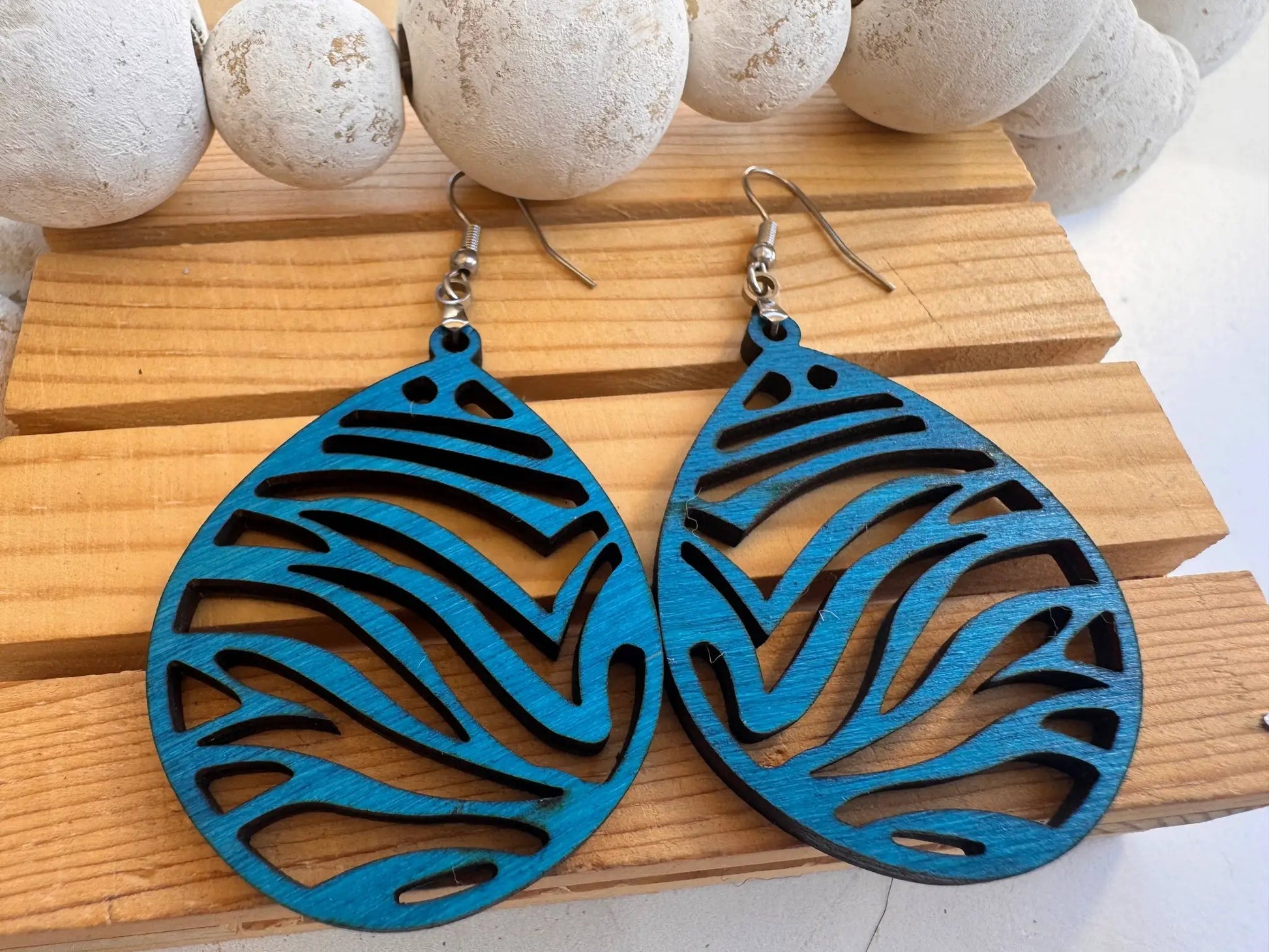 Truly Olive Lightweight Wooden Earrings - Earrings Dangle Earrings