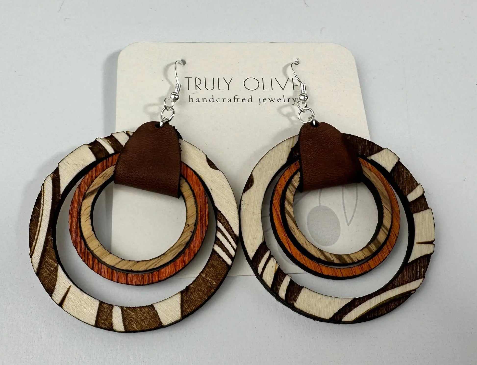 Truly Olive Wooden Hoop Earrings - Earrings Dangle Earrings