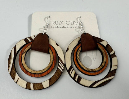 Truly Olive Wooden Hoop Earrings - Earrings Dangle Earrings
