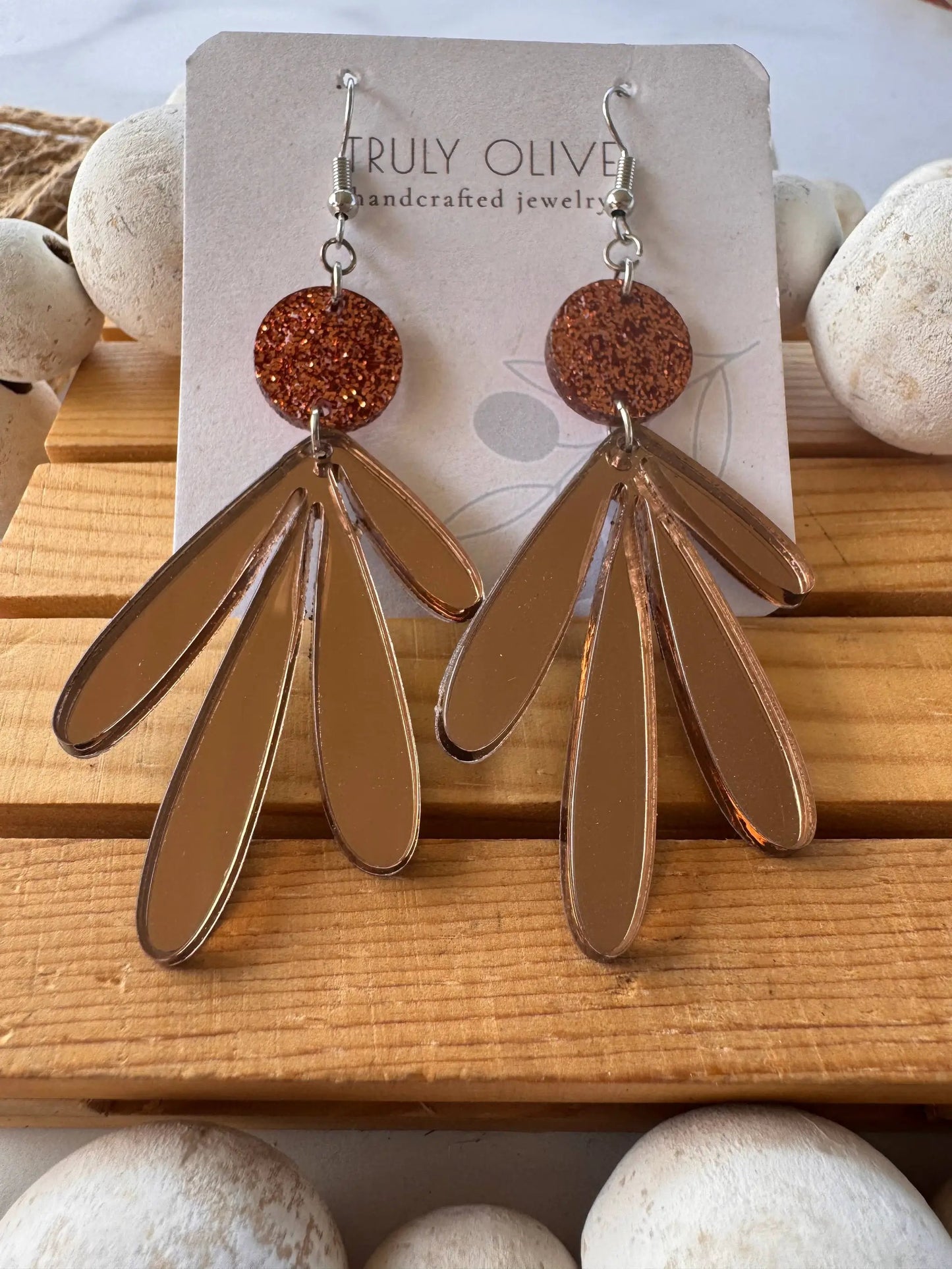 Truly Olive Fall Leaf Post Earrings - Earrings Dangle Earrings
