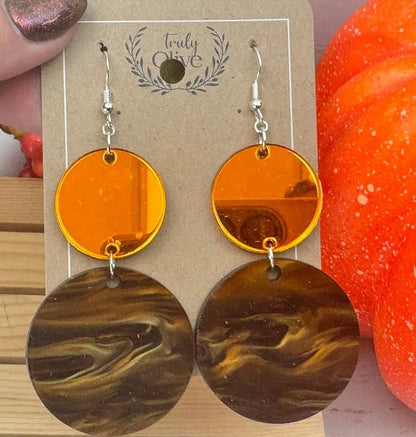 Truly Olive Brown and Orange Fall Dangle Earrings - Earrings Dangle Earrings