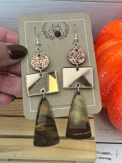 Truly Olive Sparkly Fall Dangle Earrings - Earrings Dangle Earrings