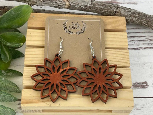 Truly Olive Boho Wooden Earrings - Earrings Dangle Earrings