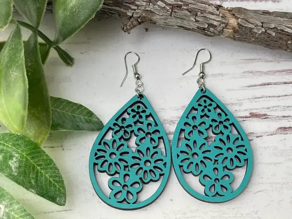 Truly Olive Geometric Wood Jewelry - Earrings Dangle Earrings