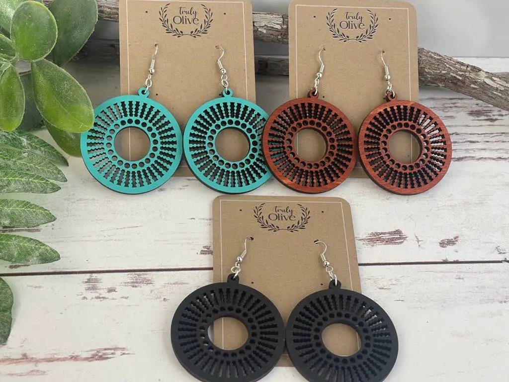Truly Olive Quality Wood Handcrafted Lightweight Wood Earrings - Earrings Dangle Earrings
