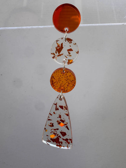 Truly Olive Orange Confetti and Orange Glitter Acrylic Dangle Earrings - Earrings Dangle Earrings
