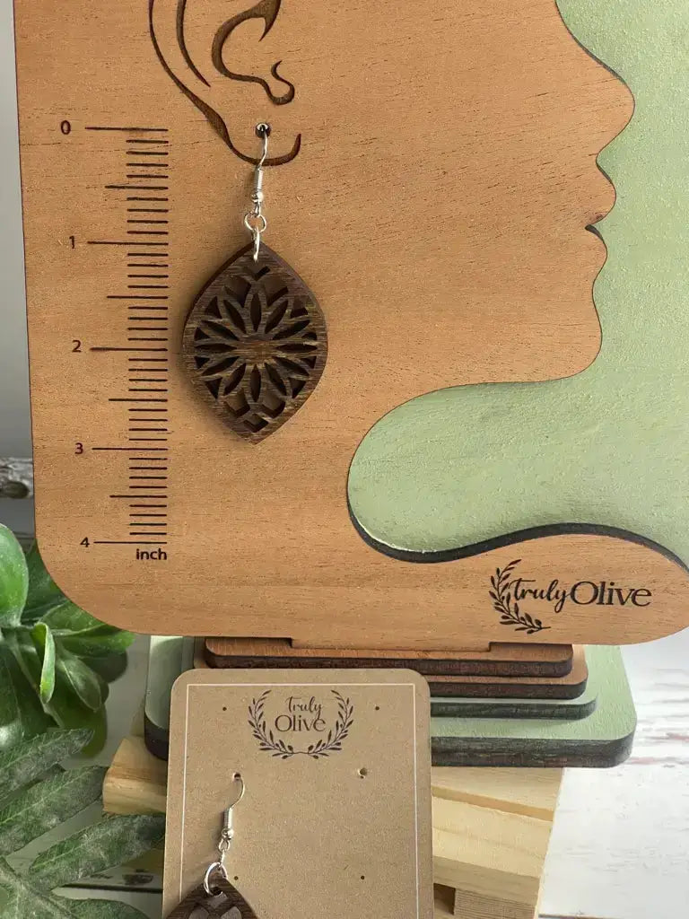 Truly Olive Bohemian Wooden Earrings - Earrings Dangle Earrings