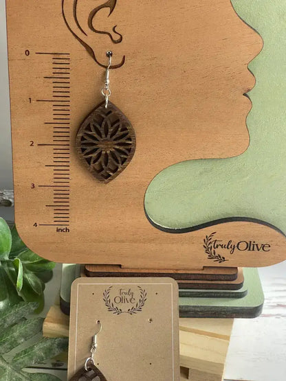Truly Olive Bohemian Wooden Earrings - Earrings Dangle Earrings