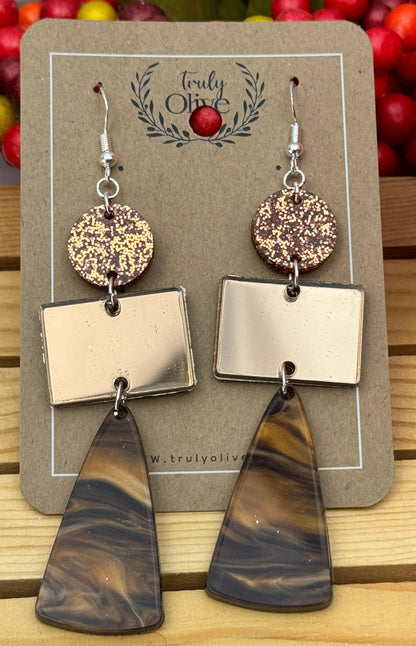 Truly Olive Sparkly Fall Dangle Earrings - Earrings Dangle Earrings