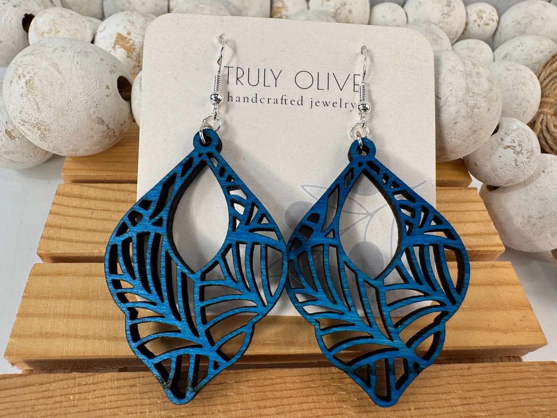 Truly Olive Wood Mandala Earrings Lightweight Wood Earrings For Women - Earrings Dangle Earrings