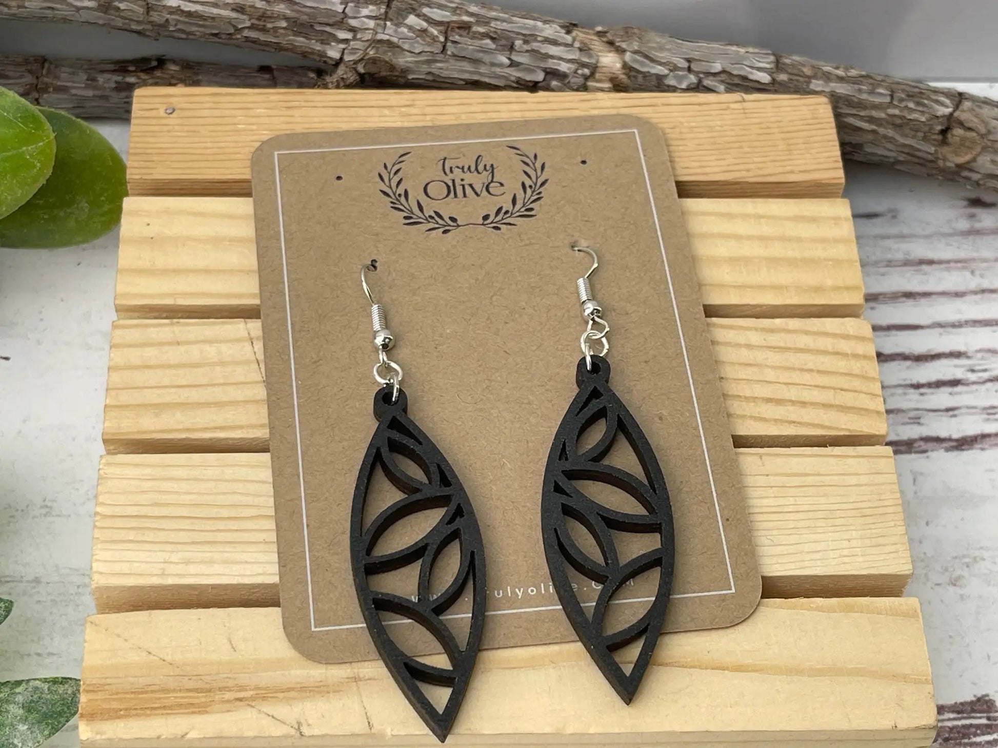 Truly Olive The Perfect Boho Mandala Wooden Earrings - Earrings Dangle Earrings