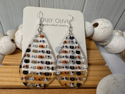 Truly Olive Adorable Acrylic Cat Face Earrings - Earrings Dangle Earrings
