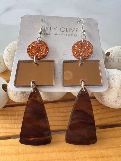 Truly Olive Sparkly Fall Dangle Earrings - Earrings Dangle Earrings